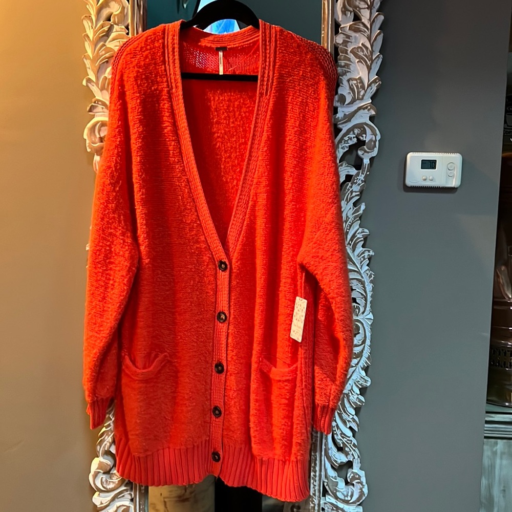 Free people orange cardigan
